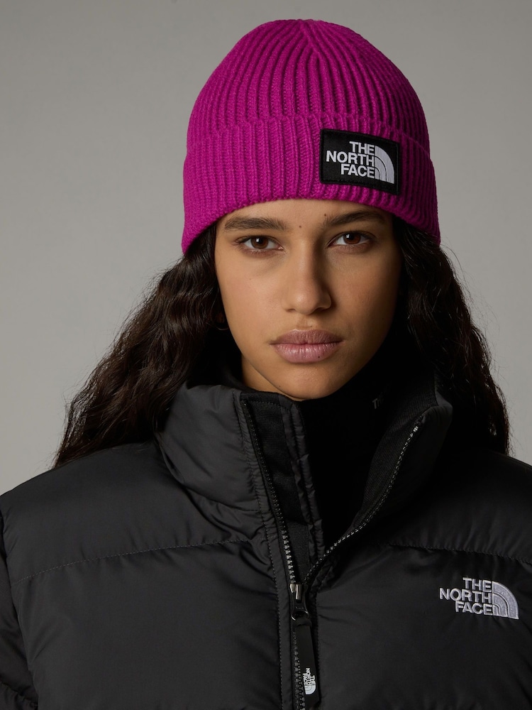The North Face Purple Logo Box Cuffed Beanie - Image 2 of 3