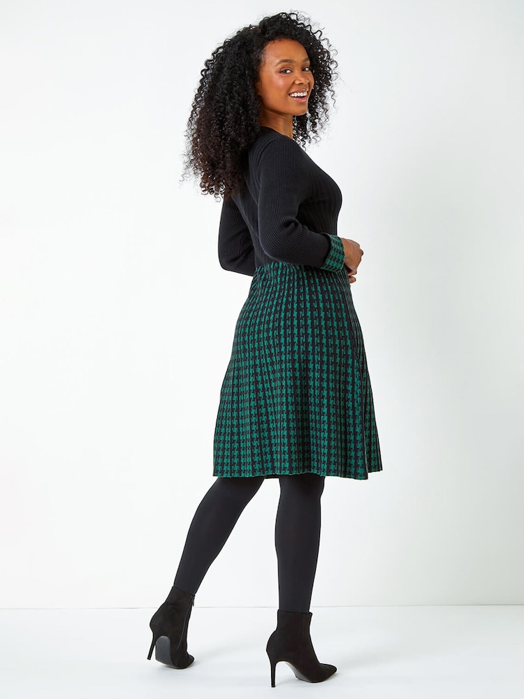 Roman Green Petite Contrast Check Dress - Image 2 of 4