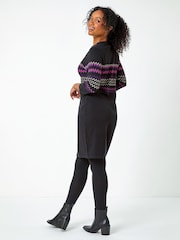 Roman Black Zig Zag Knitted Stretch Dress - Image 2 of 5