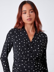 Roman Black Sequin Wrap Midi Dress - Image 4 of 5