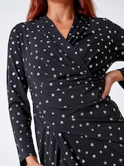 Roman Black Sequin Wrap Midi Dress - Image 5 of 5