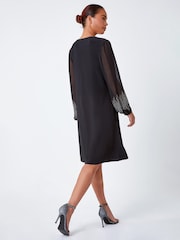 Roman Black Sparkle Sleeve Stretch Dress - Image 2 of 5