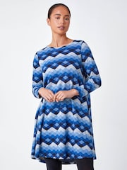 Roman Blue Check Stretch Swing Dress - Image 1 of 1