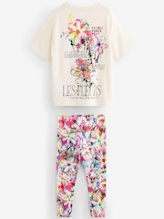 Multicolour Flower 100% Cotton T-Shirt And Leggings Set (3-16yrs) - Image 7 of 8