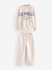 Ecru Slogan Sweatshirt And Wide Leg Joggers Set (3-16yrs) - Image 5 of 7