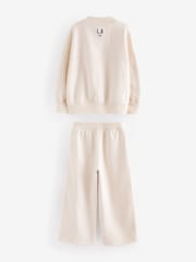 Ecru Slogan Sweatshirt And Wide Leg Joggers Set (3-16yrs) - Image 6 of 7