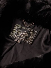 Superdry Black Vintage Mid Faux Fur Coat - Image 5 of 5