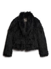 Superdry Black Short Faux Fur Jacket - Image 4 of 6