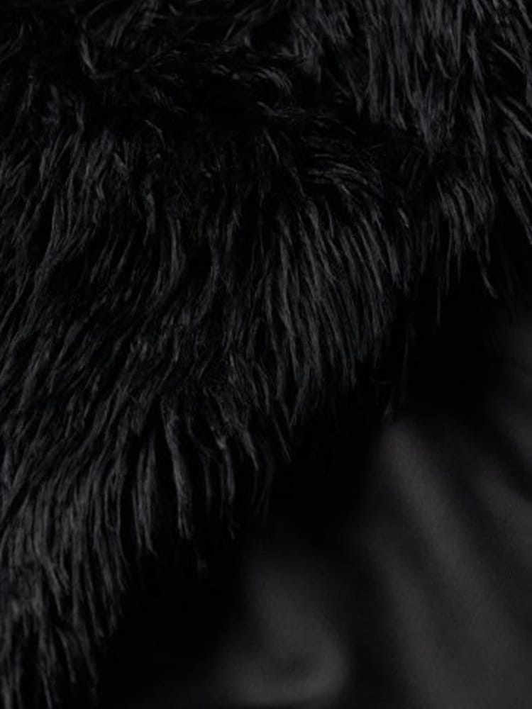 Superdry Black Short Faux Fur Jacket - Image 6 of 6