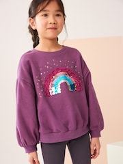 Berry Red Rainbow Sequin Sweatshirt And Legging Set (3-16yrs) - Image 2 of 4