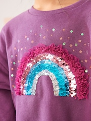 Berry Red Rainbow Sequin Sweatshirt And Legging Set (3-16yrs) - Image 4 of 4