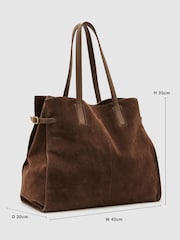 Reiss Tan Indigo Suede Oversized Tote Bag - Image 3 of 6