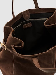 Reiss Tan Indigo Suede Oversized Tote Bag - Image 5 of 6