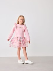 Baker by Ted Baker Pink Organza Frill Sweat Dress - Image 3 of 7