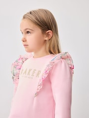 Baker by Ted Baker Pink Organza Frill Sweat Dress - Image 4 of 7