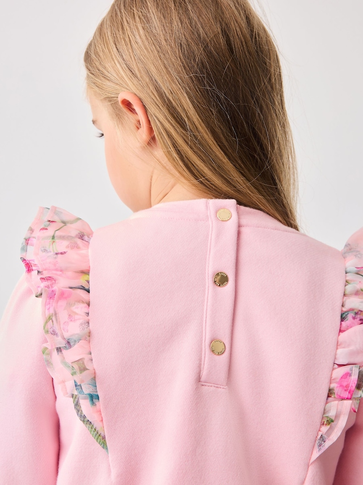 Baker by Ted Baker Pink Organza Frill Sweat Dress - Image 7 of 7