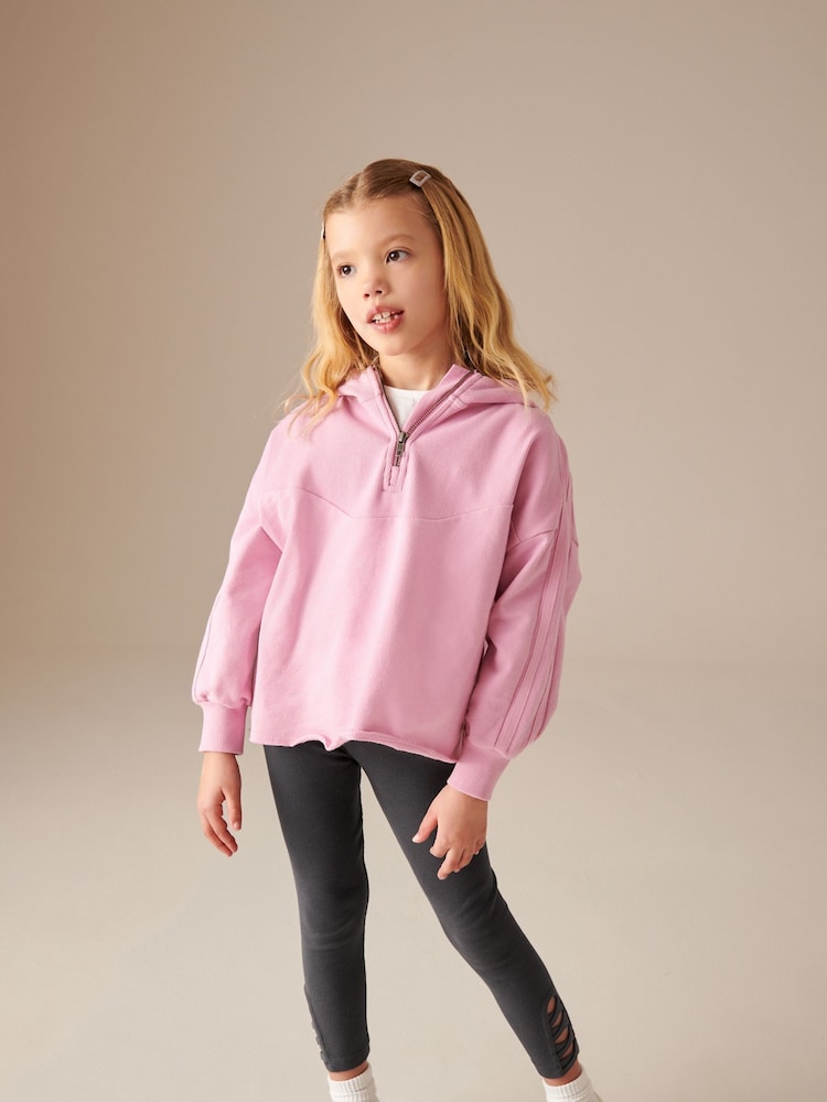 Pink Half Zip 100% Cotton Hoodie And Leggings Set (3-16yrs) - Image 2 of 9