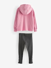 Pink Half Zip 100% Cotton Hoodie And Leggings Set (3-16yrs) - Image 7 of 9