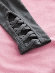 Pink Half Zip 100% Cotton Hoodie And Leggings Set (3-16yrs) - Image 8 of 9
