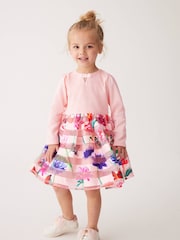 Baker by Ted Baker Pink Striped Burnout Dress - Image 1 of 8