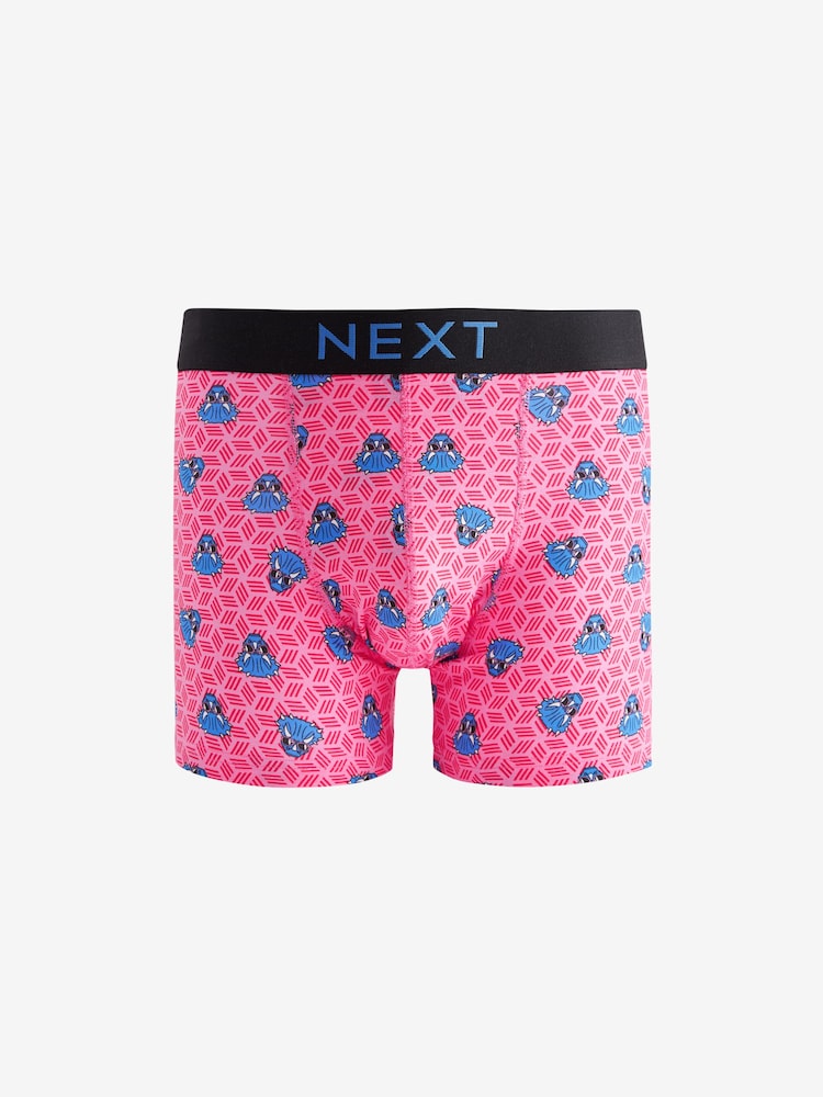 Bright Blue/Pink Dinosaur Print 4 pack Cotton Rich Trunk Boxers 4 Pack - Image 2 of 7