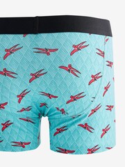 Bright Blue/Pink Dinosaur Print 4 pack Cotton Rich Trunk Boxers 4 Pack - Image 6 of 7