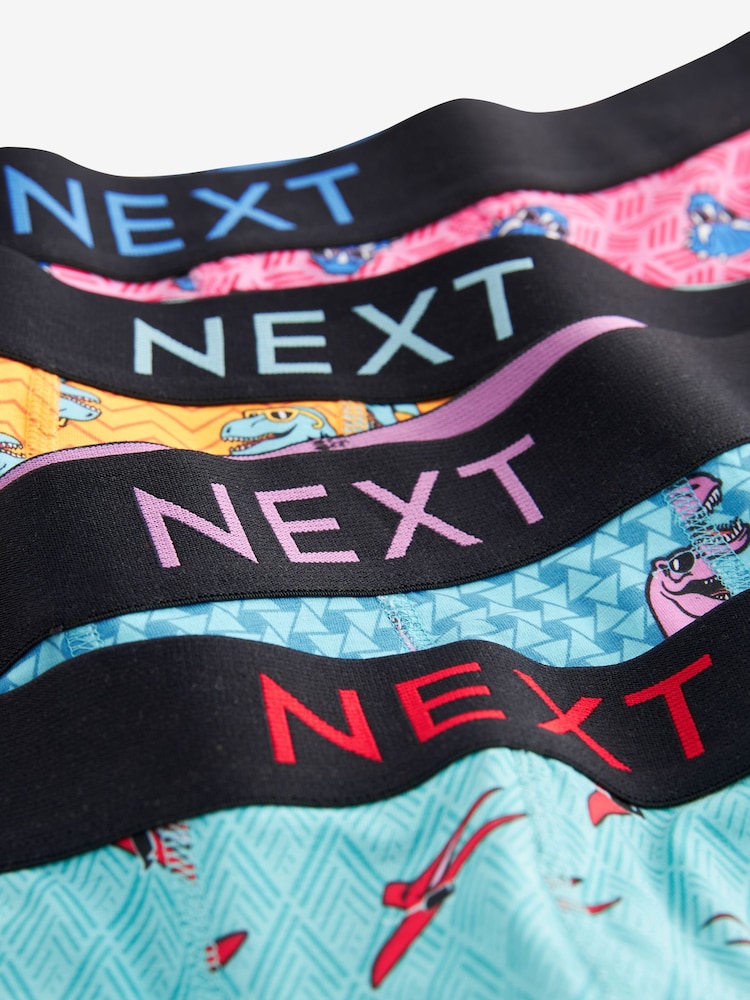 Bright Blue/Pink Dinosaur Print 4 pack Cotton Rich Trunk Boxers 4 Pack - Image 7 of 7