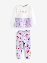 طقم بنطلون ضيق وتيشرت مزيَّن بطبعة الزهور من Baker by Ted Baker - صورة 1 من 10