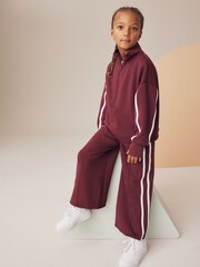 Burgundy Half Zip Top And Wide Leg Joggers Set (3-16yrs) - Image 1 of 9