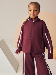 Burgundy Half Zip Top And Wide Leg Joggers Set (3-16yrs) - Image 5 of 9