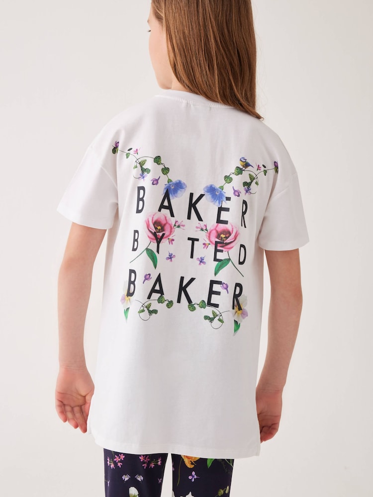 Baker by Ted Baker Navy Floral Graphic 100% Cotton T-Shirt And Leggings Set - Image 2 of 4