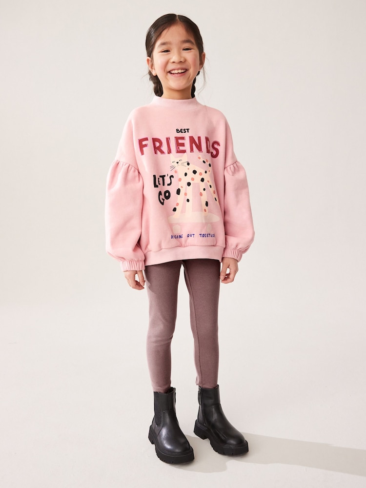 Pink Cat Character Sweatshirt And Ribbed Legging Set (3-16yrs) - Image 1 of 8