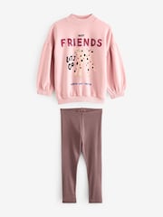 Pink Cat Character Sweatshirt And Ribbed Legging Set (3-16yrs) - Image 6 of 8