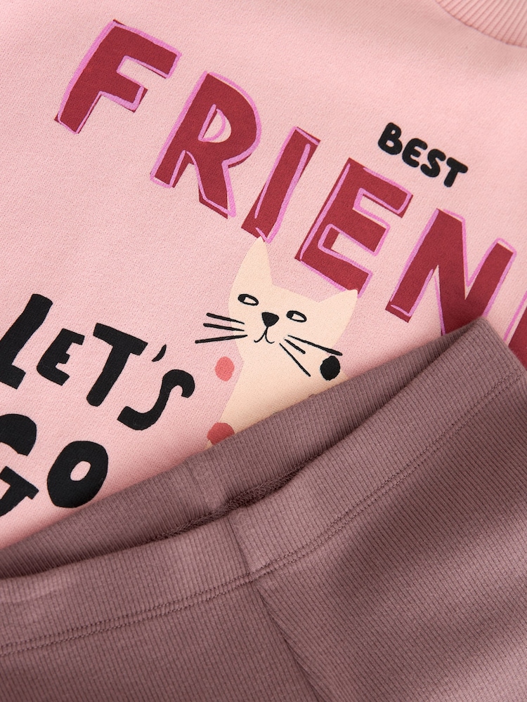 Pink Cat Character Sweatshirt And Ribbed Legging Set (3-16yrs) - Image 8 of 8