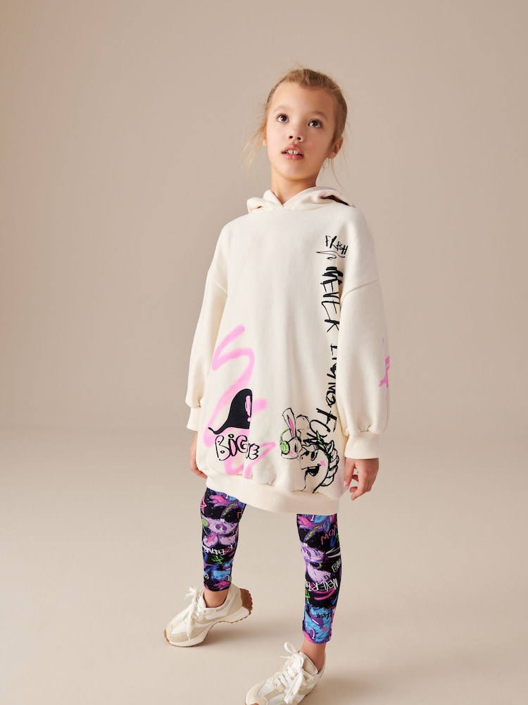 Multi Purple Graffiti Longline Hoodie And Legging Set (3-16yrs) - Image 2 of 9