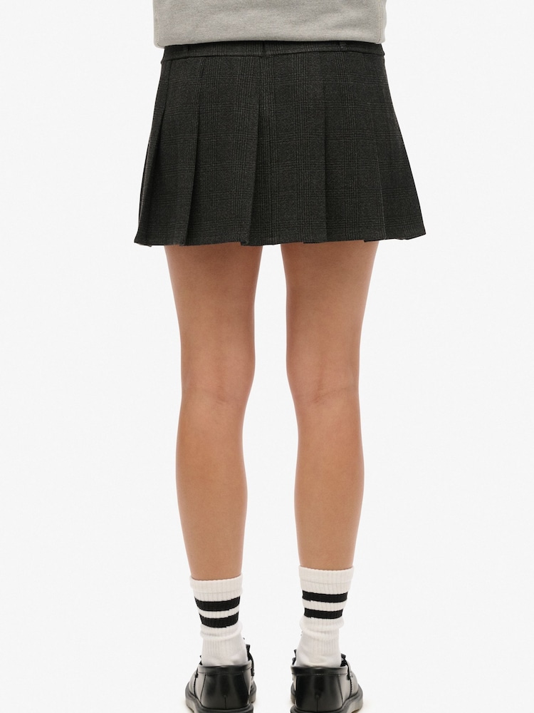 Superdry Grey Low Rise Pleated Mini Skirt - Image 2 of 5