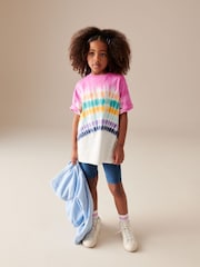Multi Tie Dye 100% Cotton T-Shirt And Cycling Shorts Set (3-16yrs) - Image 1 of 7