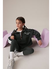 Charcoal Grey Slogan Half Zip Hoodie And Legging Set (3-16yrs) - Image 1 of 9