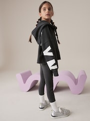Charcoal Grey Slogan Half Zip Hoodie And Legging Set (3-16yrs) - Image 2 of 9