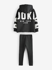 Charcoal Grey Slogan Half Zip Hoodie And Legging Set (3-16yrs) - Image 7 of 9