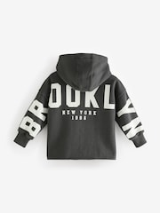 Charcoal Grey Slogan Half Zip Hoodie And Legging Set (3-16yrs) - Image 8 of 9
