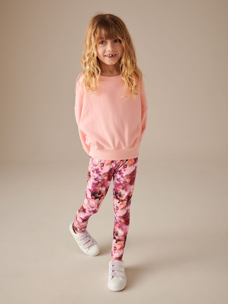 Pink - Set aus Sweatshirt und Leggings mit floralem Muster (3–16 J.) - Bild 1 von 8 Pink - Set aus Sweatshirt und Leggings mit floralem Muster (3–16 J.) - Bild 1 von 8