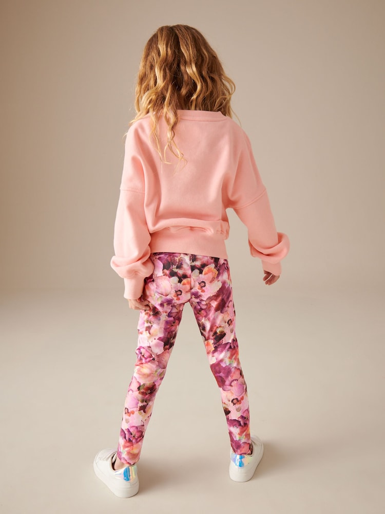 Pink - Set aus Sweatshirt und Leggings mit floralem Muster (3–16 J.) - Bild 2 von 8 Pink - Set aus Sweatshirt und Leggings mit floralem Muster (3–16 J.) - Bild 2 von 8