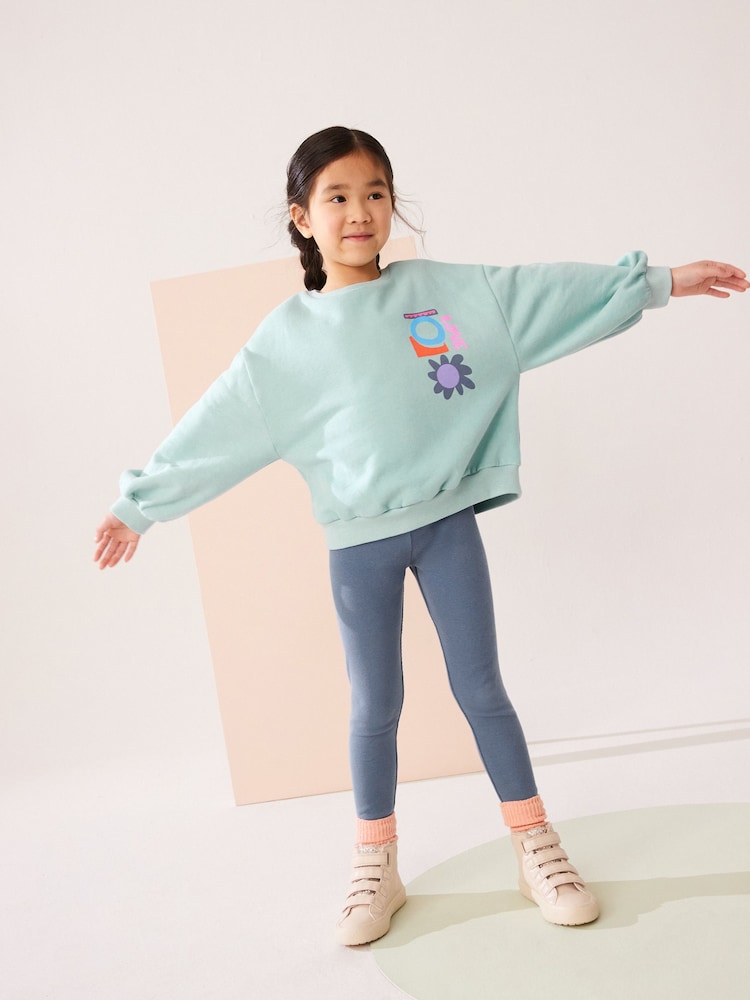 Green Floral Shapes Sweatshirt And Legging Set (3-16yrs) - Image 1 of 8