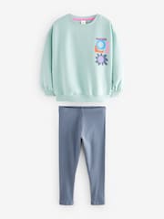 Green Floral Shapes Sweatshirt And Legging Set (3-16yrs) - Image 6 of 8
