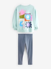 Green Floral Shapes Sweatshirt And Legging Set (3-16yrs) - Image 7 of 8