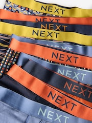 Navy Blue/Orange Spot/Stripe 10 pack A-Front Boxers - Image 13 of 13