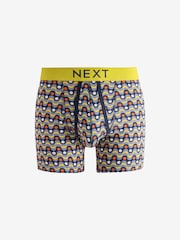 Navy Blue/Orange Spot/Stripe 10 pack A-Front Boxers - Image 4 of 13
