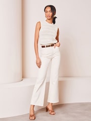 Lipsy Ivory White Crochet Knitted Sleeveless Vest Top - Image 3 of 4