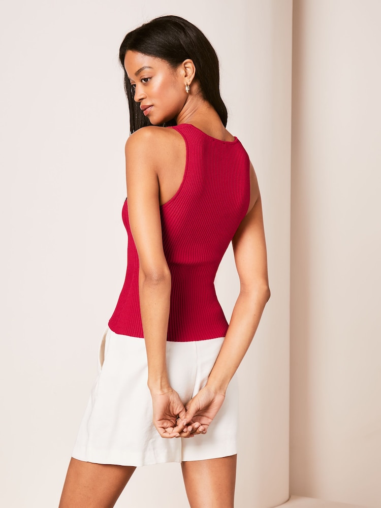 Rot - Lipsy Figurbetontes Stricktop mit Sparrenmuster - Bild 2 von 4